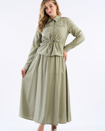 Drawstring Waist Skirt Set