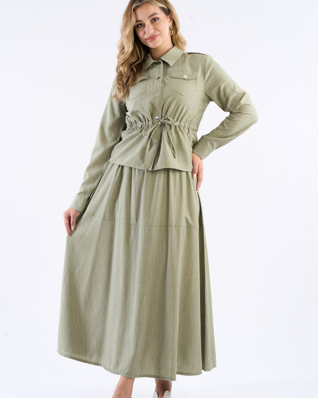 Drawstring Waist Skirt Set