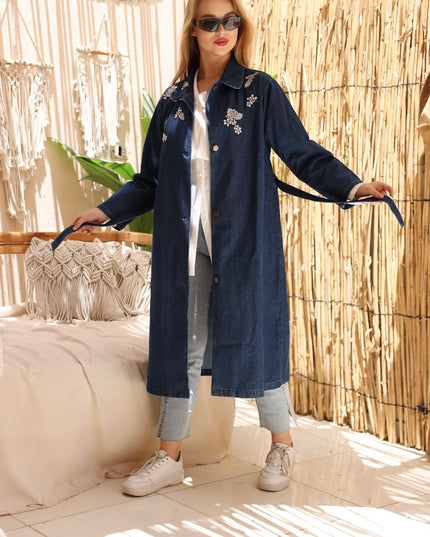 Embellished Denim Coat