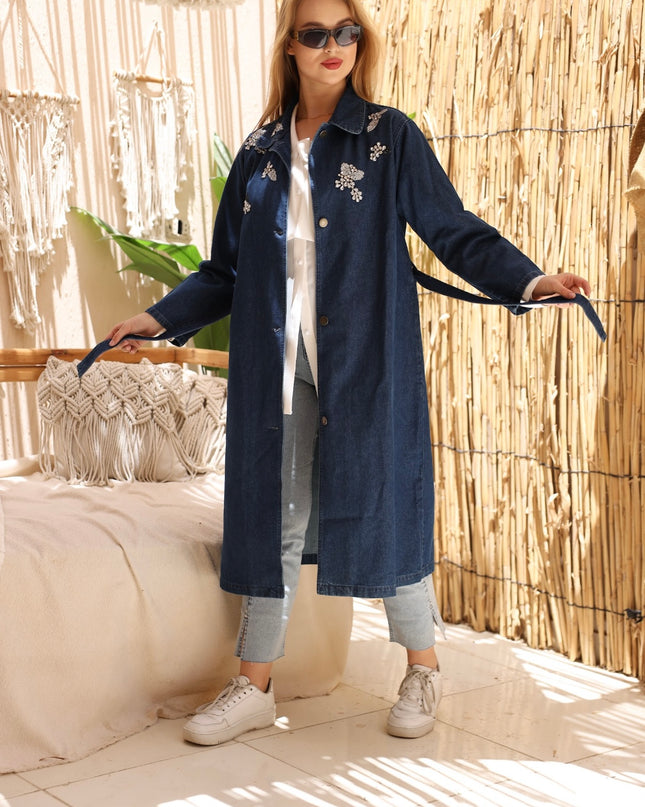 Embellished Denim Coat
