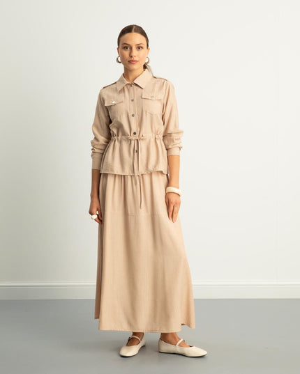 Drawstring Waist Skirt Set