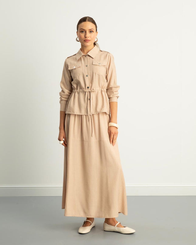 Drawstring Waist Skirt Set