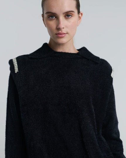 Wool Blouse with Crystal beads