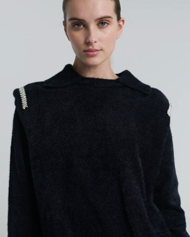 Wool Blouse with Crystal beads