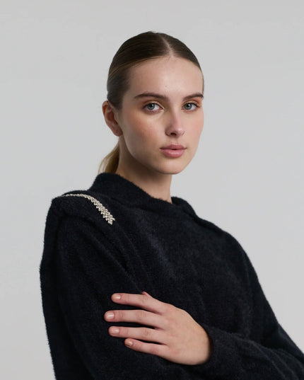 Wool Blouse with Crystal beads