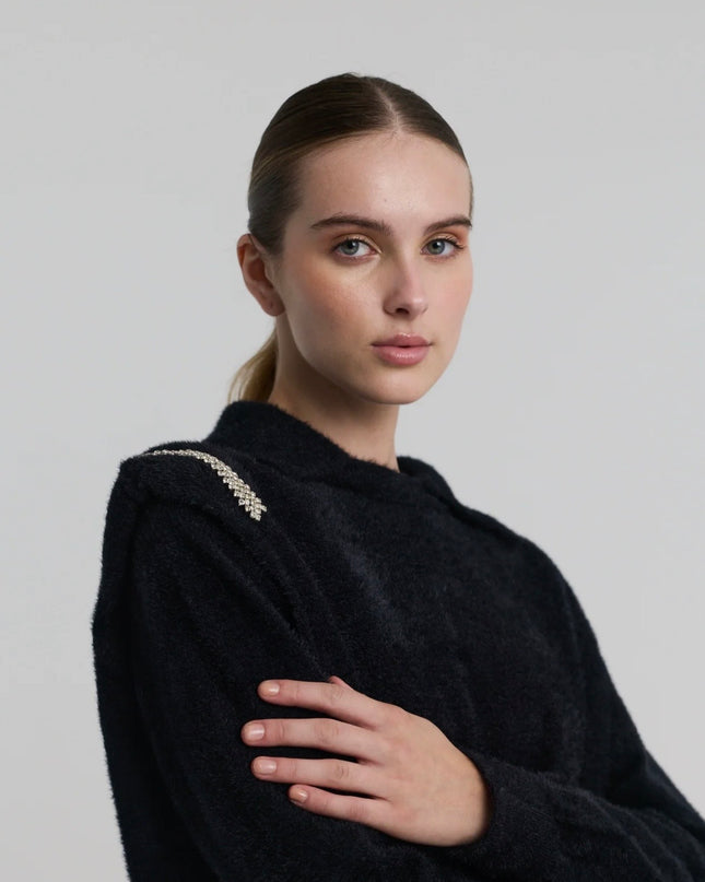 Wool Blouse with Crystal beads