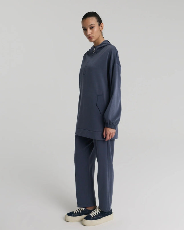 Half zipper Hooded Blouse