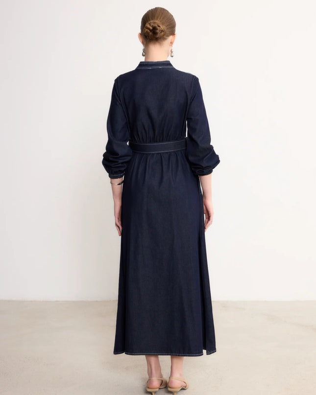 LONG DRESS WITH ZIPPER AND BELT