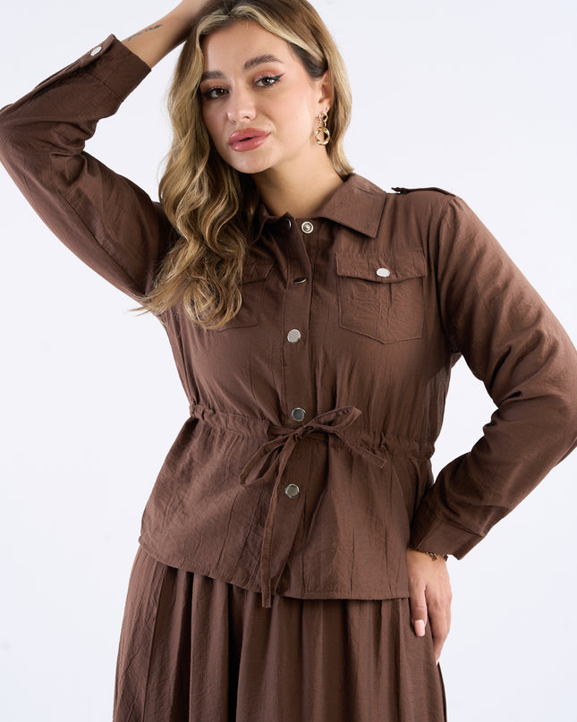 Drawstring Waist Skirt Set