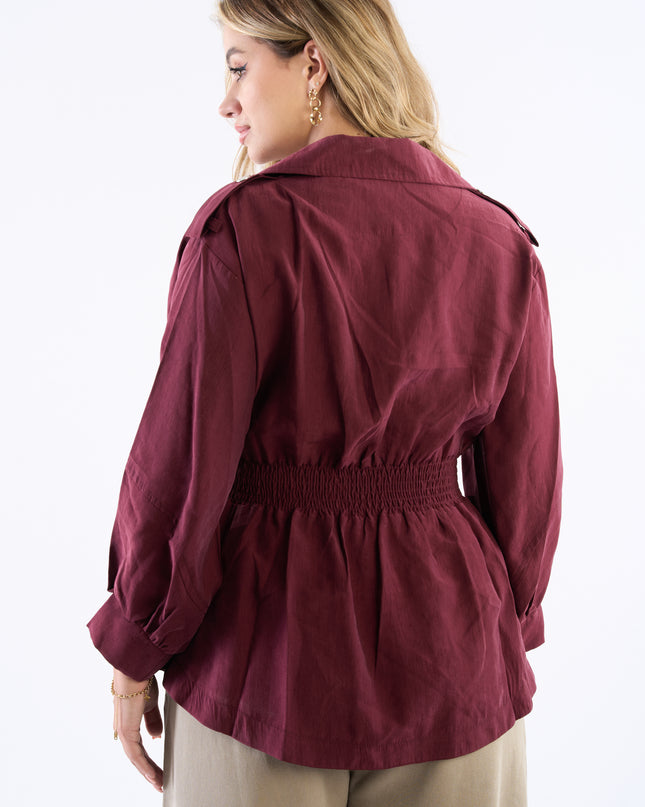Zip-up self belted jacket