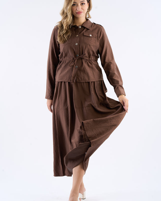 Drawstring Waist Skirt Set