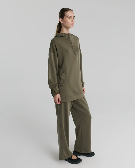 Half zipper Hooded Blouse