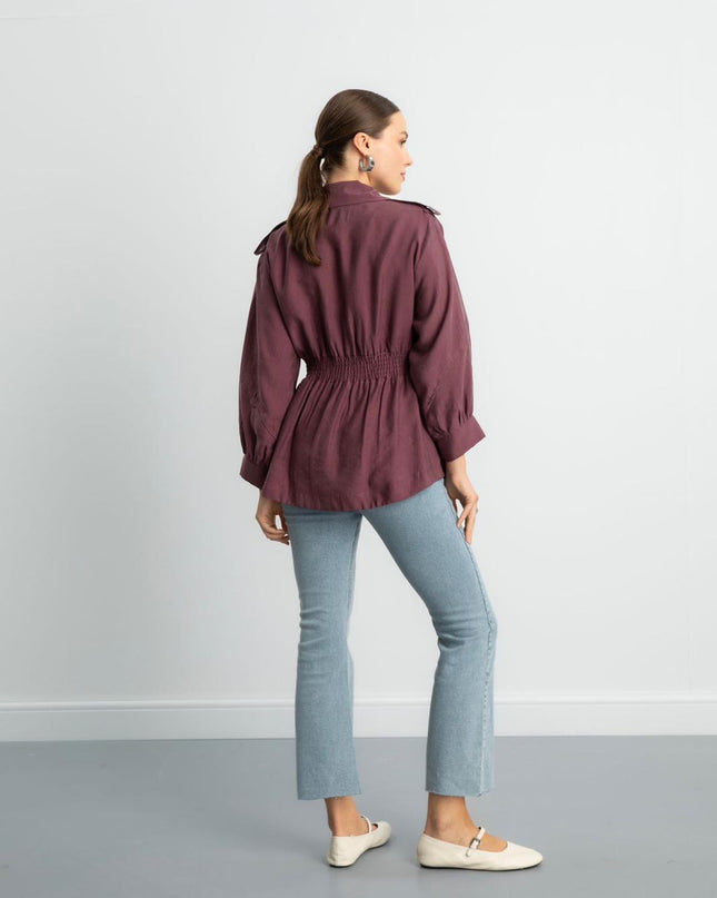 Zip-up self belted jacket