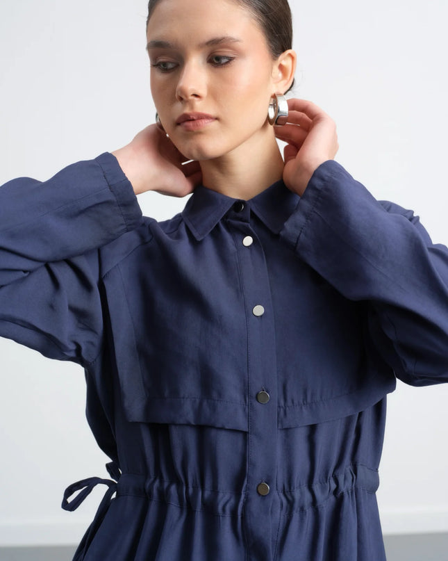 Drawstring Waist Longline Shirt Set