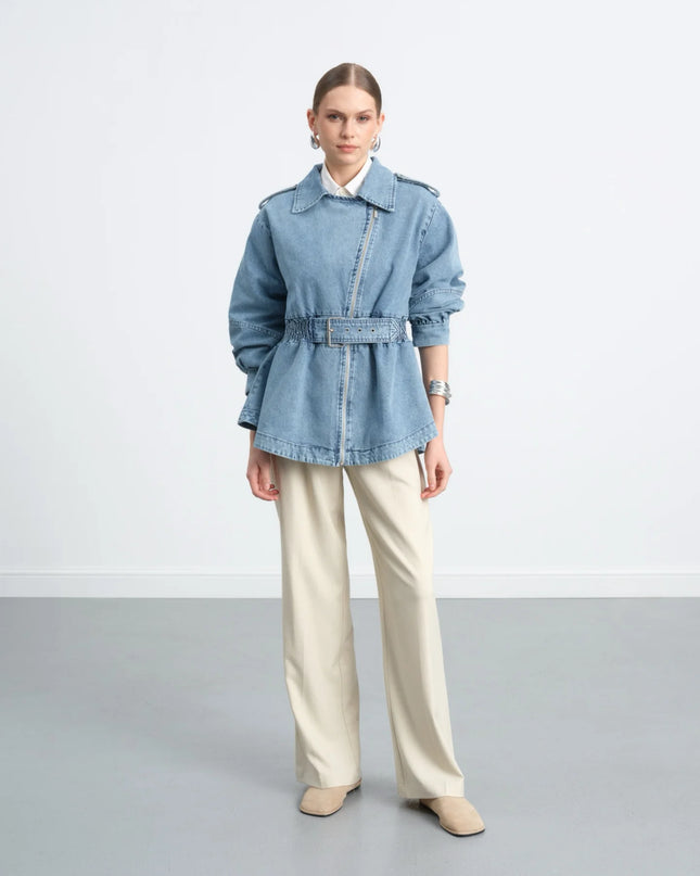 Denim trench coat