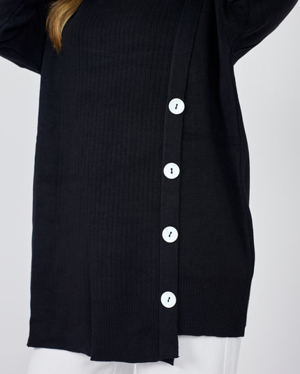 Wool Blouse with Side Buttons