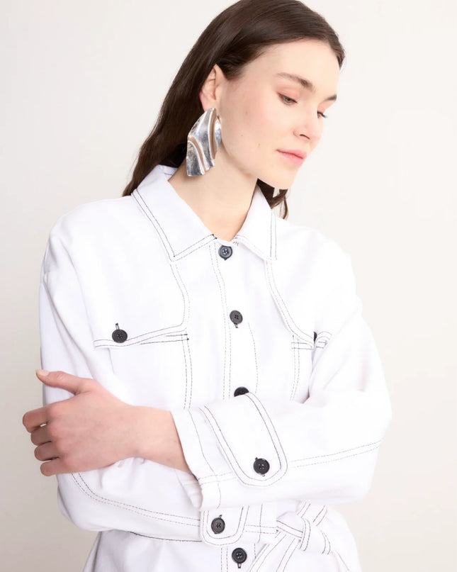 Double-pocket belted jacket