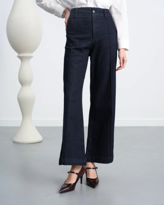 Slim leg stone embroidered pants