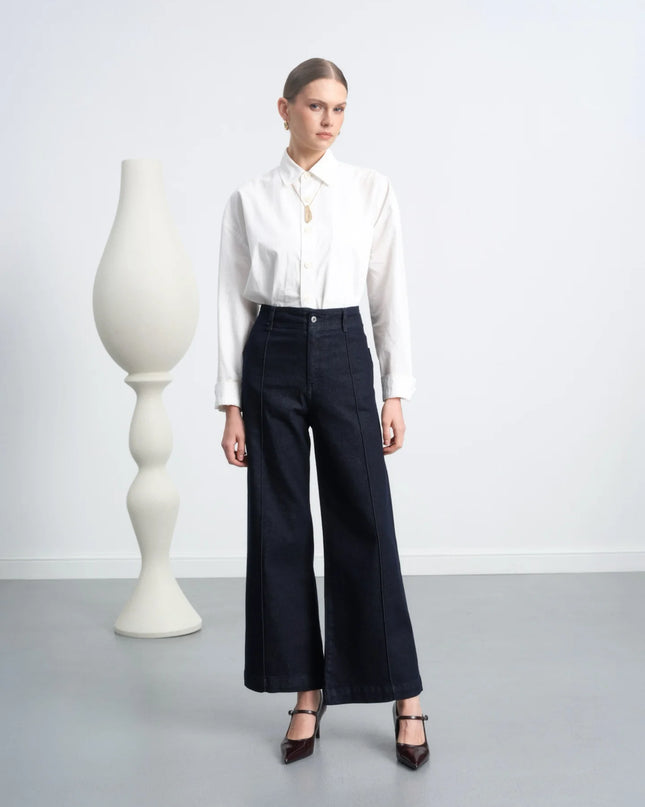 Slim leg stone embroidered pants