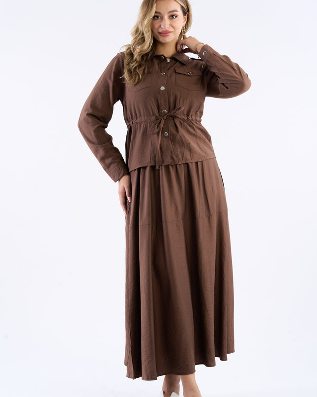 Drawstring Waist Skirt Set