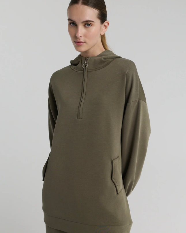 Half zipper Hooded Blouse