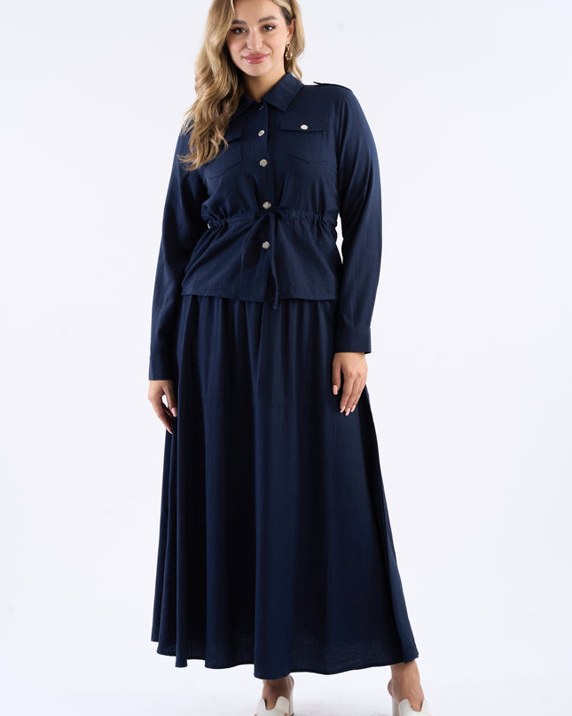 Drawstring Waist Skirt Set