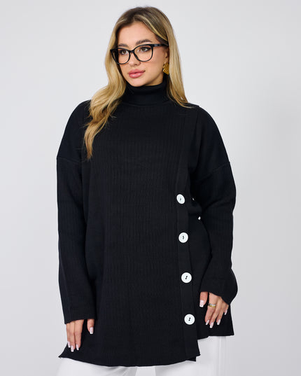Wool Blouse with Side Buttons