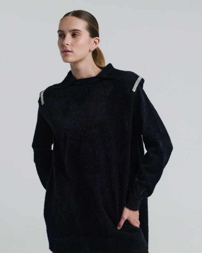 Wool Blouse with Crystal beads