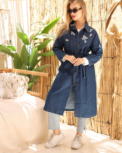 Embellished Denim Coat