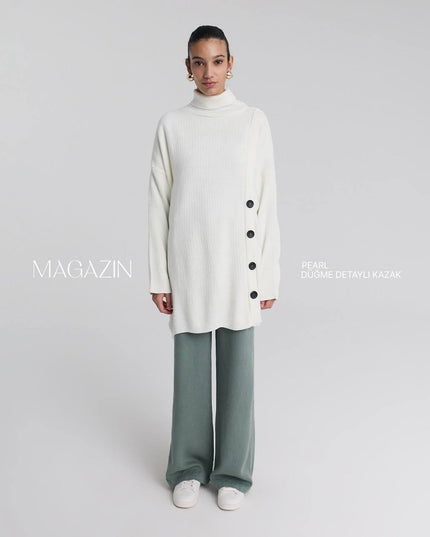 Wool Blouse with Side Buttons