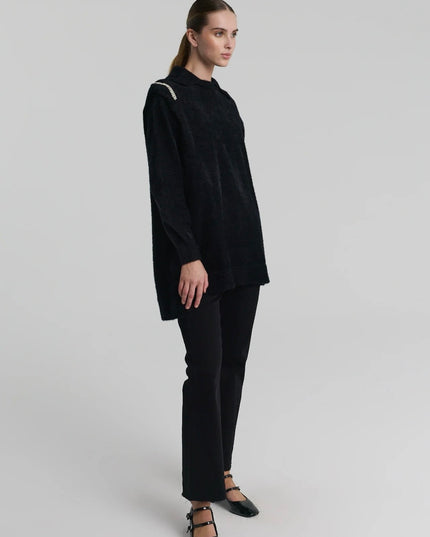 Wool Blouse with Crystal beads