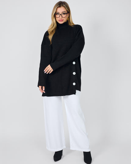 Wool Blouse with Side Buttons