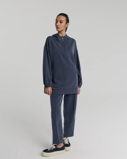 Half zipper Hooded Blouse