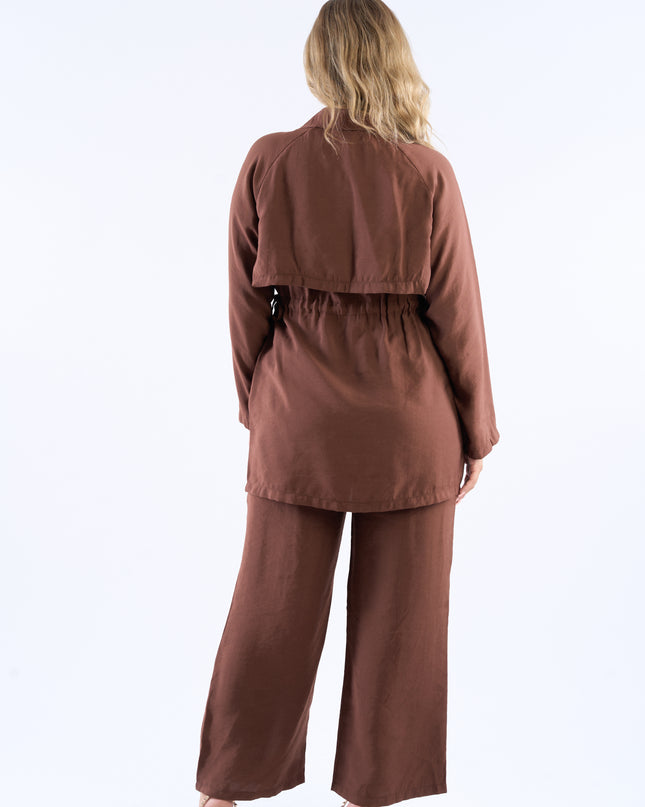 Drawstring Waist Longline Shirt Set