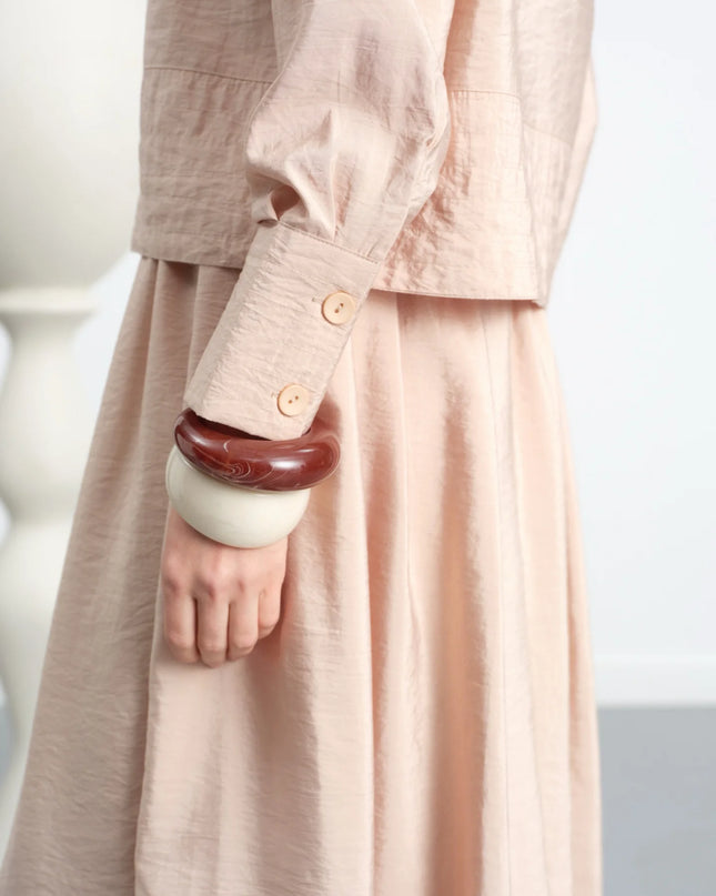 Buttoned wide skirt set