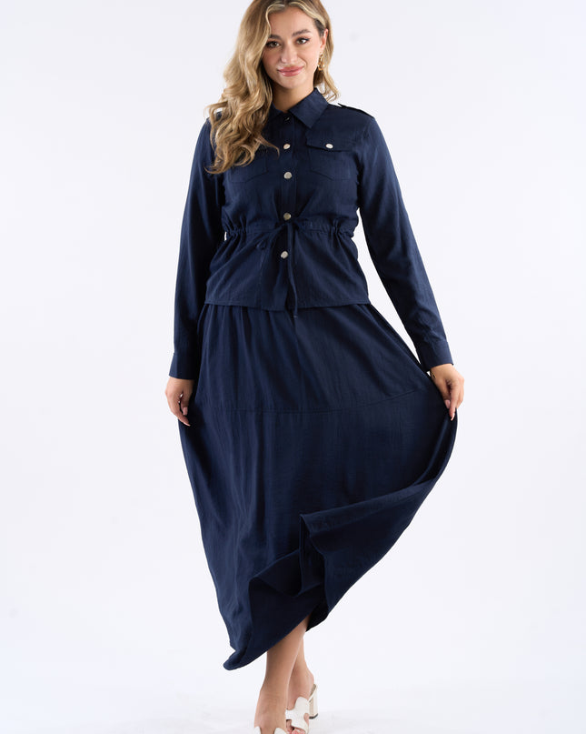 Drawstring Waist Skirt Set