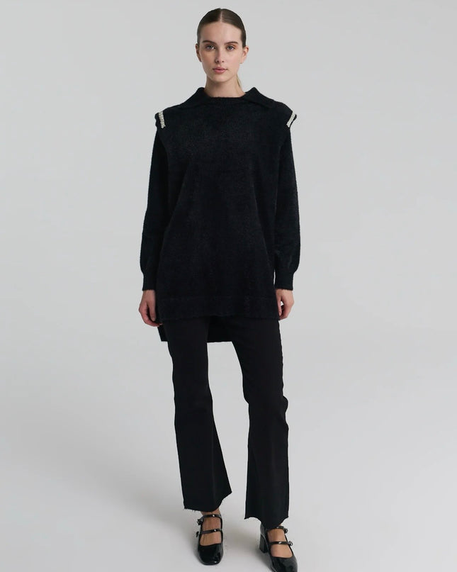 Wool Blouse with Crystal beads
