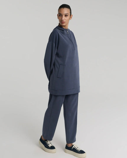 Half zipper Hooded Blouse