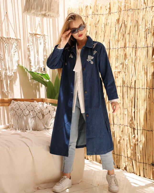 Embellished Denim Coat