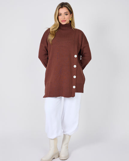 Wool Blouse with Side Buttons