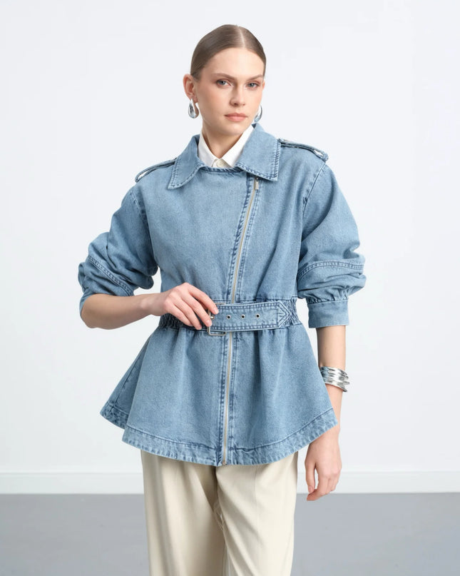Denim trench coat