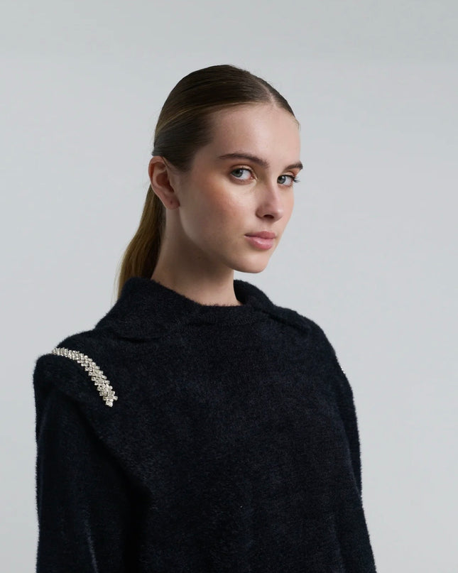 Wool Blouse with Crystal beads