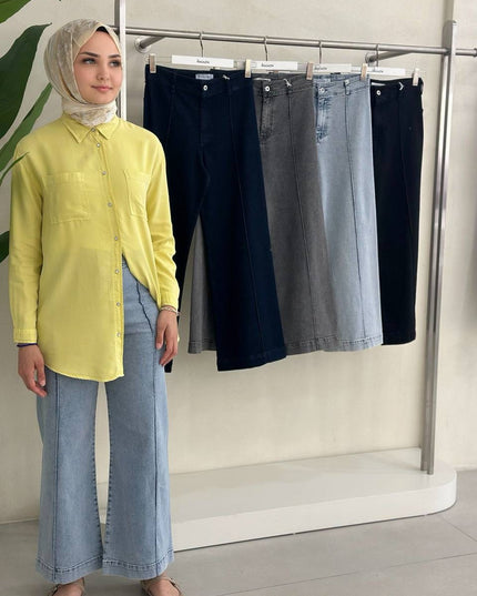 Slim leg stone embroidered pants