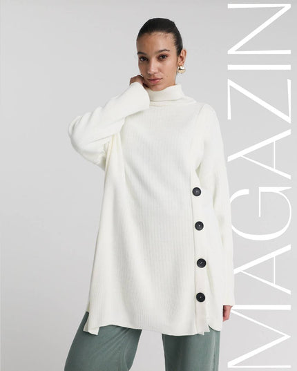 Wool Blouse with Side Buttons