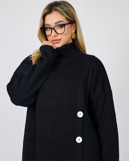 Wool Blouse with Side Buttons