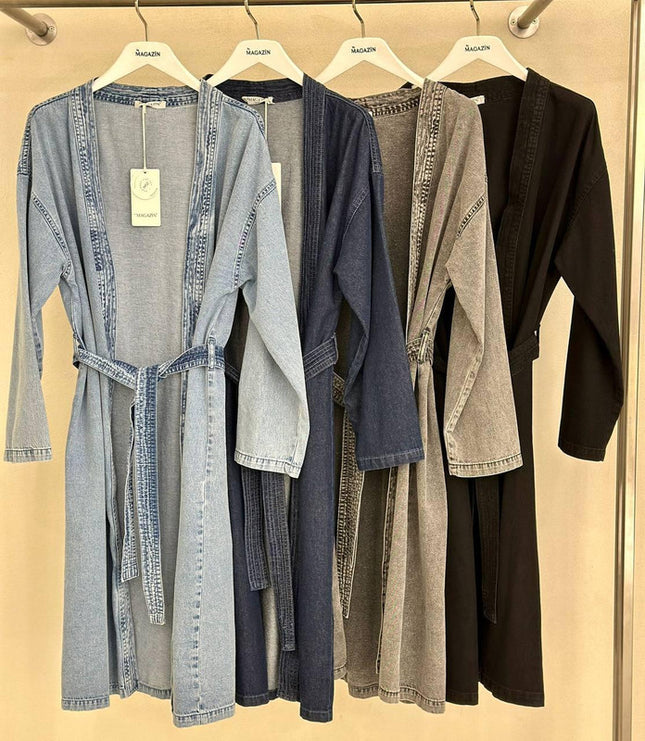 Oversized Belted Denim Duster