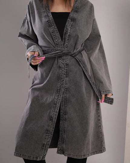 Oversized Belted Denim Duster