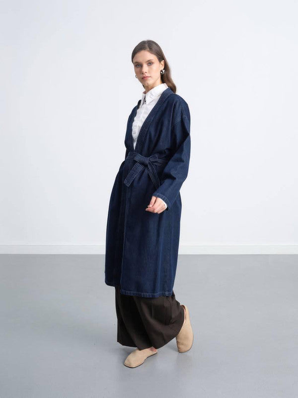 Oversized Belted Denim Duster
