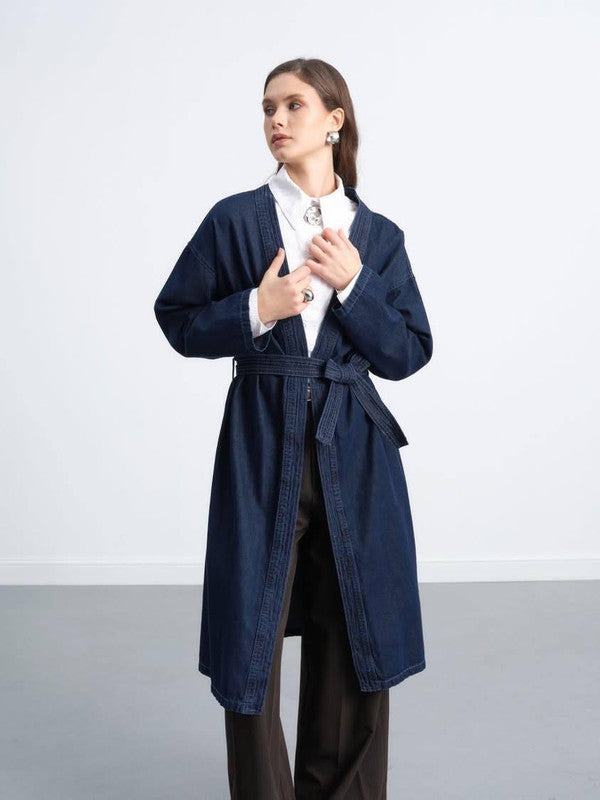 Oversized Belted Denim Duster