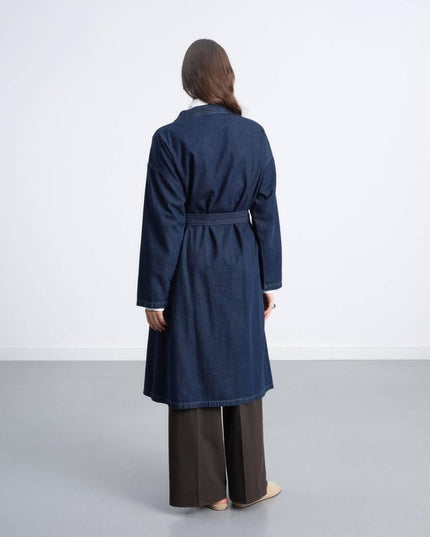 Oversized Belted Denim Duster